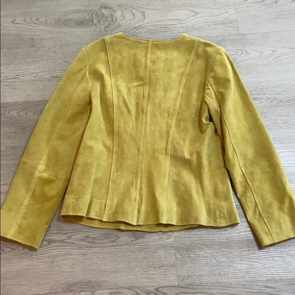 J Jill Natural Suede Cut Out Mustard Fitted Button Down Jacket Small - Picture 3 of 5